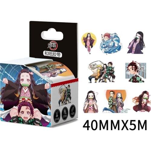 Anime Demon Slayer Kimetsu no Yaiba Sticker Tape Toy Kamado Tanjirou Washi Tape Paper Hand Account Sticker 40mm X 5m