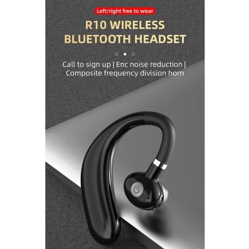 Business Wireless Call Earphone HiFi Ear Hook Bluetooth 5.0 headset Sport Waterproof Hands-free Earbuds WIth noise Reduction Mic