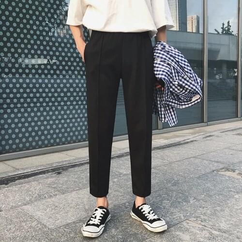 2020 Mens Fashion Trend Soft Cotton Casual Pants White/black Color Trousers Slim Fit Comfortable Pants Big Size M-3XL