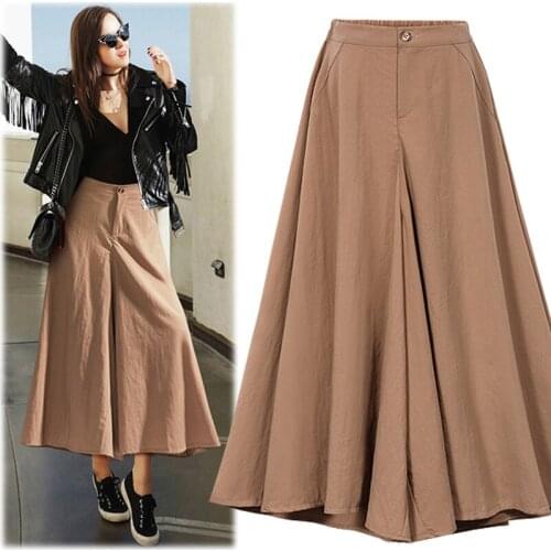Summer Women Loose Wide Leg Pants Cotton Linen Ankle-Length Pants Streetwear High Waist Fashion Solid Color Pants