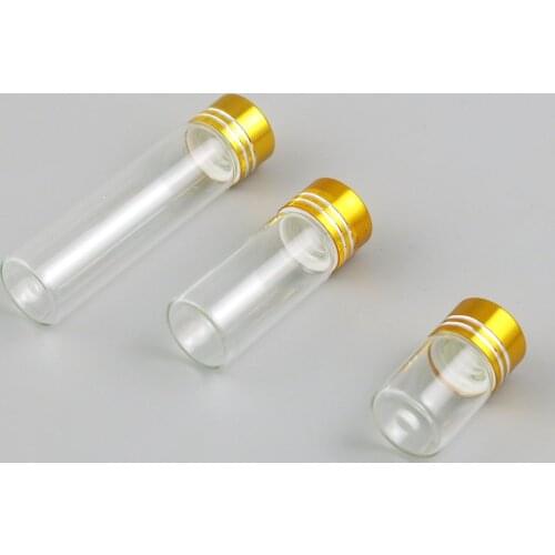 50pcs 2ml 4ml 6ml Travel Clear Glass Bottle With Screw Cap Orifice Reducer Gold Cap Essential Oil e Liquid Sample Vial