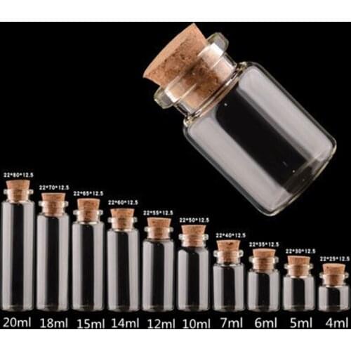 Wishing Bottle 22mm Diameter Drift Vial Tubular Bottle DIY Creative Vial Cork Stopper Vial 4ml 5ml 6ml 20ml Storage Glass Bottle