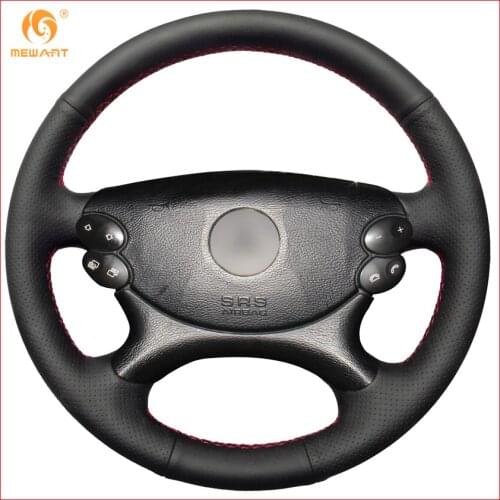 MEWANT Black Artificial Leather Car Steering Wheel Cover for Mercedes Benz E-Class W211 E230 E280 E350 CLS-Class CLS350 CLS500
