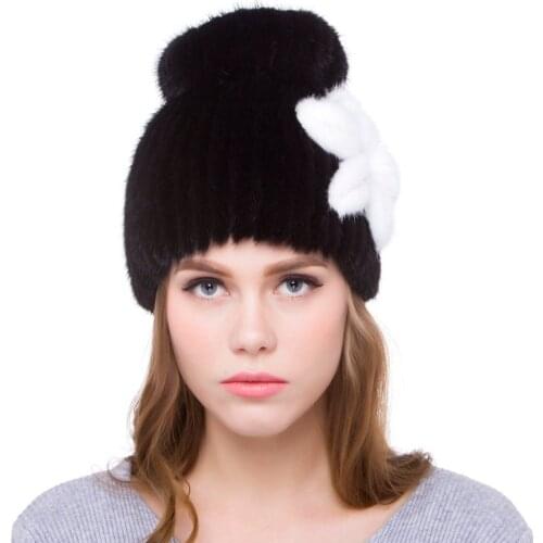 JKP Winter Female Leather Mink Hat Imported Genuine Flower Accessories Hat New Hot High Quality Womens Hat DHY18-15