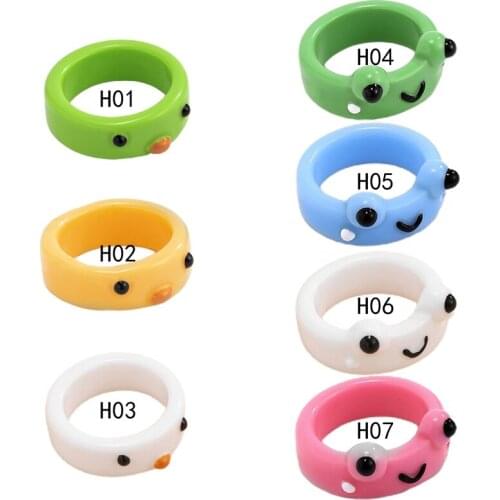 New Cute Frog Ring Chick Resin Acrylic Rings For Women Girl Simple Animal Aesthetic Jewelry Friendship Rings For Men