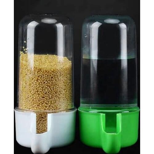 2021 New 2 Pcs Bird Feeder and Drinker Set Clear Plastic Seed and Water Dispenser Large
