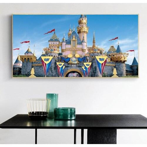 Beautiful Disney Castle Scenery Canvas Painting Posters and Prints Wall Art Pictures for Living Room Childrens Room Home Decor