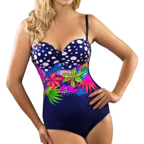 Print One-piece Large Swimsuits Closed Plus Size Swimwear Push Up Womens Swimming Body Bathing Suit Female Beach Pool Bather