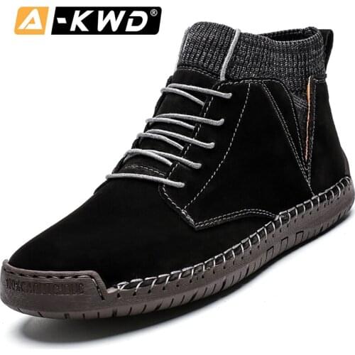 Fashion Work Shoes Men High Top Sock Boots Men Winter Boots Waterproof Sneakers Man Chausure Homme Men Boots Pu Leather Footwear