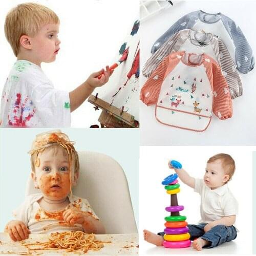 Painting Waterproof Anti Wear Children Apron Bib Burp Cloths Cute Animals Costume Smock Kids Craft Blouse