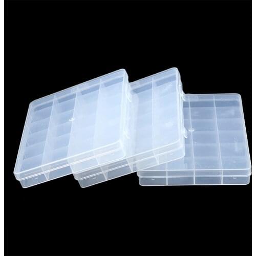 WLYeeS 24Grids Non-removable Rectangle Plastic Empty Jewelry Beads storage Box Storage Case Container Display DIY accessories