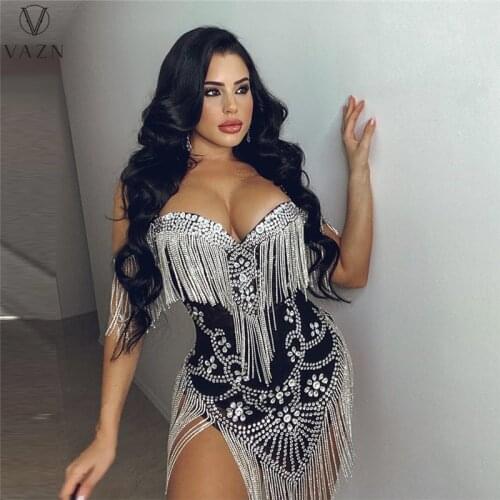 VAZN 2021 New High-end Asymmetrical Sexy Open Solid Little Chap Sleeveless Sweet Joker Soft Young Women Mini Dress Vestido