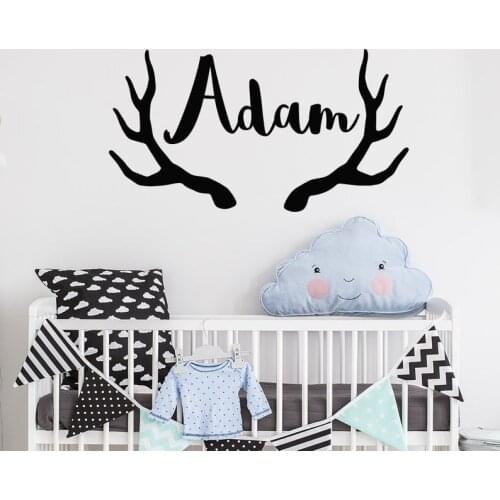 Personalized Boys Name Wall Decal Deer Hunters Kids Name Decals Nursery Decor Wall Decal Home Decoraiton Art Mural C121