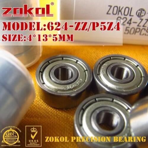 ZOKOL bearing 624 ZZ Z Z1 P5Z4 624Z 624ZZ 624zz Miniature Deep Groove ball bearing 4*13*5mm