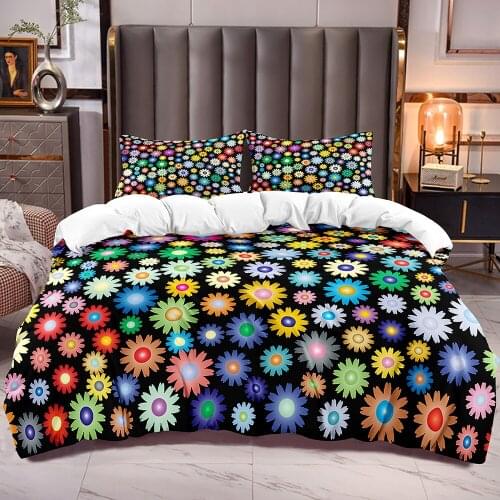 Colors Flowers Bedding Duvet Cover for Girls Floral Duvet Cover Zipper Closure Botanical Theme Comforter Cover Sets Corner Ties