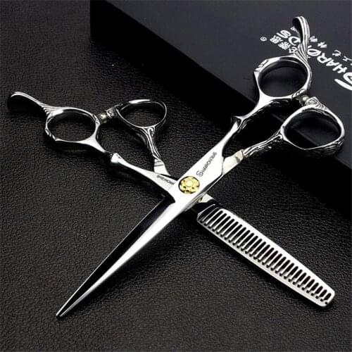 Professional Genuine hair Scissors hair stylist Dedicated 6 inch flat shears barber shop thin unmarked tooth shears set