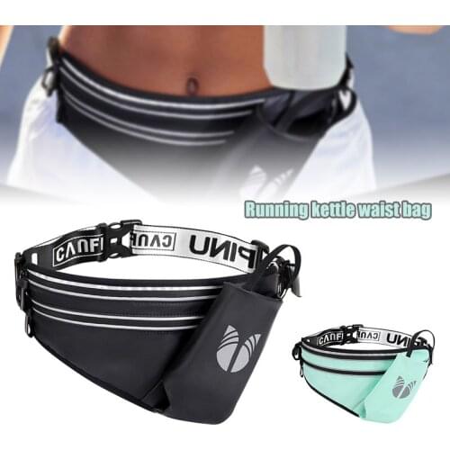 Running Belt with Bottle Holder Hands-Free Reflective Waist Pouch Belt Adjustable Waterproof for Outdoor Hiking ALS88