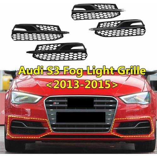 2pcs ABS car front lower bumper grills fog light grille for audi- a3 s3 2013 2014 2015 fog lamp frame cover replace accessories