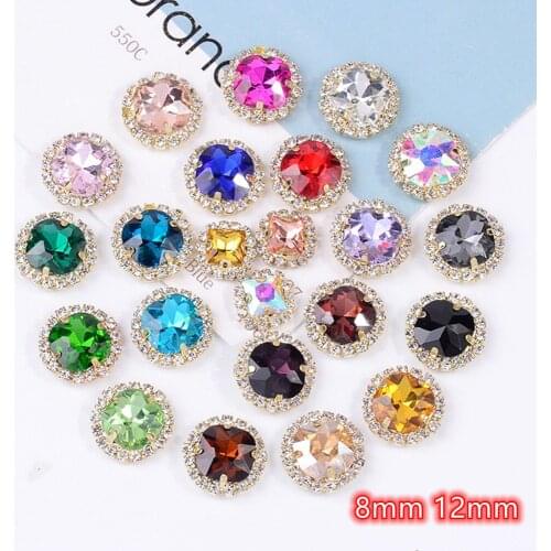 Rhinestone Buttons Colorful Round Rhinestones Square Flatback 10pcs DIY Craft Decoration Accessories Sewn In Floral Center