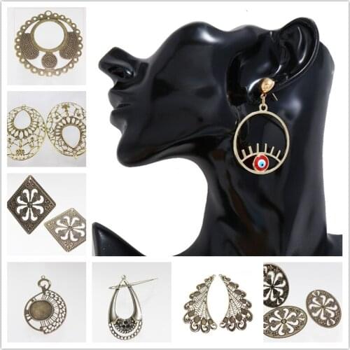 Vintage Earring DIY Metal Jewelry Findings Ancient Bronze Tone Filigree Flower Wraps Connector Earrings Jewelry Embellishment