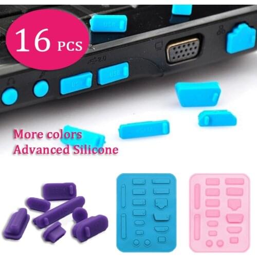16pcs Port Plugs Dust Plugs for Laptops Protect Ultrabook Ports from Dirt Dust Silicone Dustproof Anti Dust Plug Cover Stopper