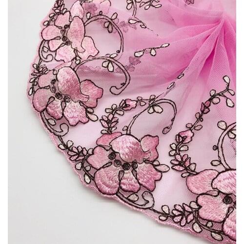 2Yards Embroidery Flower Lace Yarn Mesh Sewing Lace Manual DIY Handmade Polyester Sew-On Women Clothing Lace Accessories