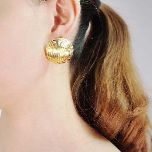 Punk Circular Rough Surface Stud Earrings For Women Simple Metal Big Earrings Jewelry Accessories UKMOC