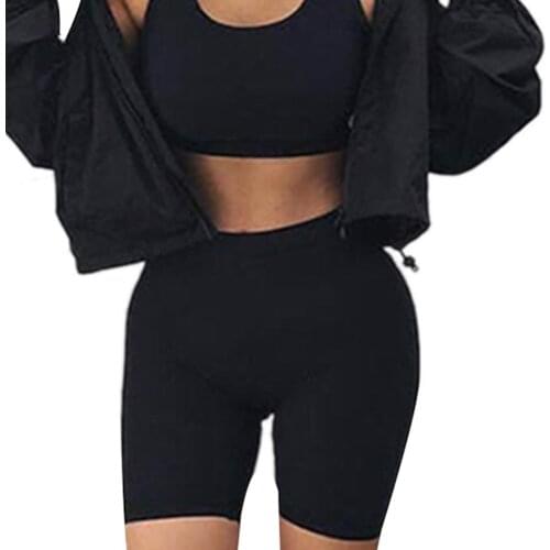 Womens High-waist Yoga Short Pants Fashion Solid Color Sport Fitness Shorts