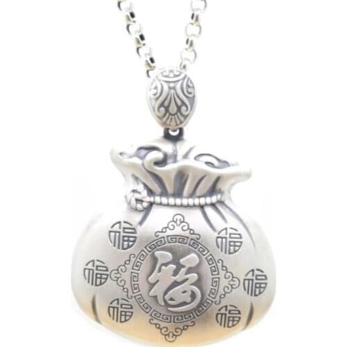 925 STERLING SILVER Money purse women men Jewelry Pendant charm