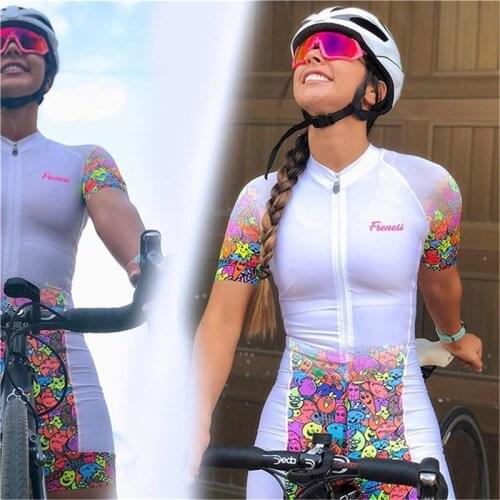 Frenesi pro team womens high quality Jumpsuit short sleeve professional triathlon jersey racing riding maillot ropa ciclismo
