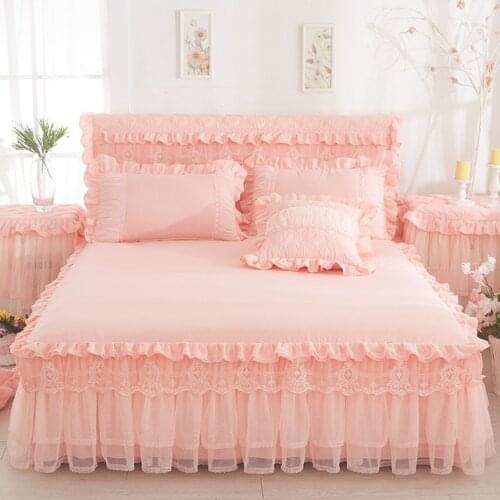 1 Piece Lace Bed Skirt 2pieces Pillowcases Bedding Set Princess Bedding Bedspreads Sheet Bed For Girl Bed Cover King/Queen Size