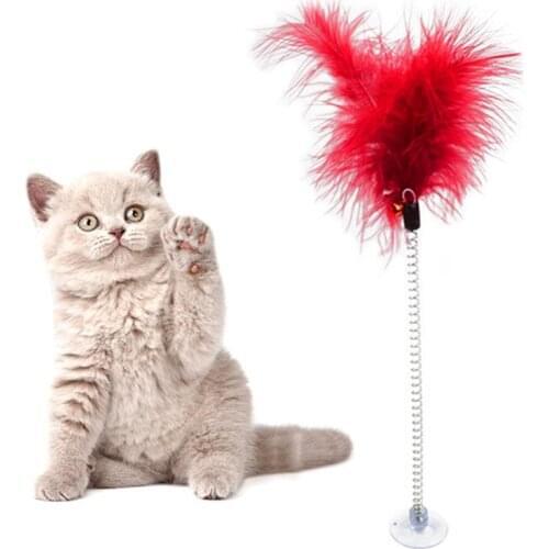 1pc Solid Color Cat Toy Funny Creative Interactive Fake Feather Bell Decor Cat Kitten Toy Pet Supplies Cat Favors Random Color