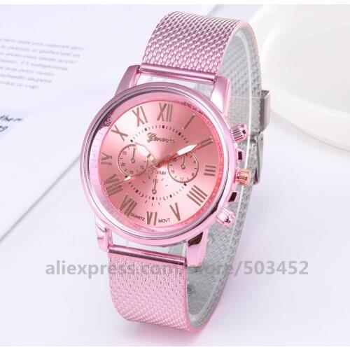 10pcs/lot Geneva PVC Belt Wristwatch Watch Casual Quartz Woman Gfit Watches Reloj Mujer Electronic Color Surface Watch Ladies