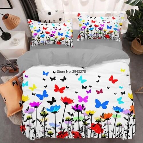 Butterfly 2/3pcs Kid Bed Cover Set Cartoon Dandelion Duvet Cover Adult Child Bed Linen & Pillowcase Comforter Green Bedding Set