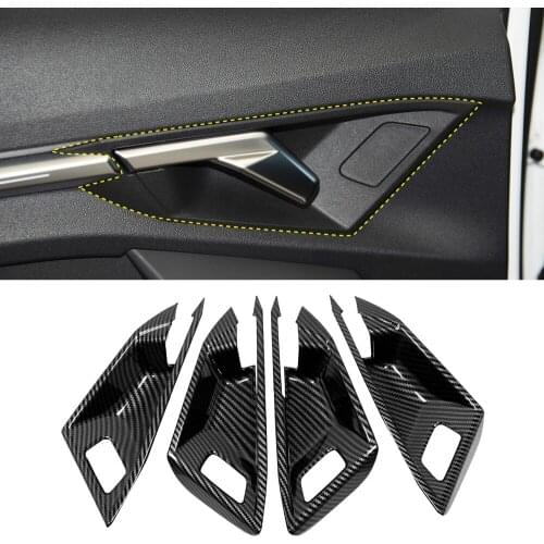 4PCS Carbon Fiber Printed Interior Door Handles Bowls Cover Trim for Audi A3 8Y 2020 2021 2022 Accessories