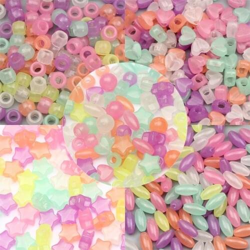 50/100pcs Mixed Luminous Acrylic Beads Star Heart Round Big Hole Spacer Beads For Jewelry Making Handmade Diy Bracelet Necklace