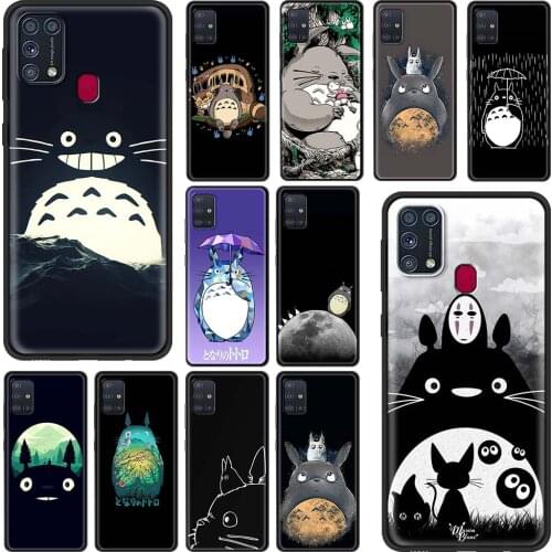 Case For Samsung Galaxy A51 A71 A50 A21s Phone Coque For Galaxy M31 M30s M51 M31s M11 Black Shell Cover Cute Totoro Ghibli Anime