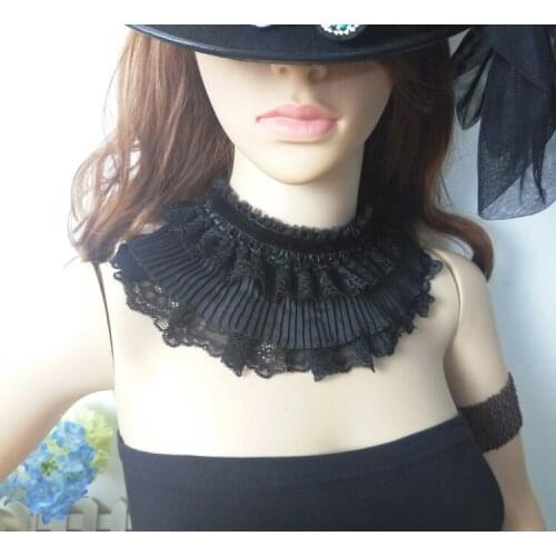 Punk Black Lace Choker Collar Necklace Gothic Vintage Steampunk Cosplay Party Accessories