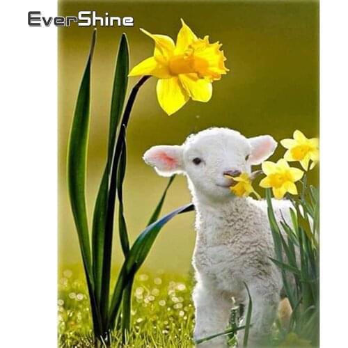 EverShine Diamond Painting Sheep Cross Stitch Mosaic Art Kits Diamond Embroidery Animals Picture Rhinestones Sale Wall Decor