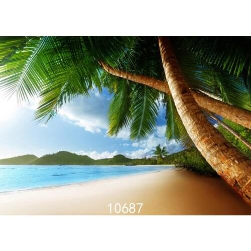 Photographic Backgrounds Children Holiday Beach Palm Tree Printed Photo Backdrops Vinyl Cloth For Photo Studio Fundo Fotografia