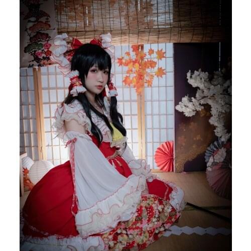 Anime Touhou Project Hakurei Reimu Outfit Lolita Dress Daily Gorgeous Uniform Cosplay Costume Women Halloween Free Shipping 2021