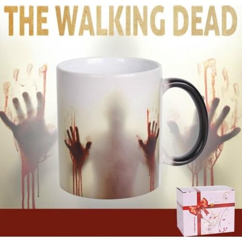 Creative The Walking Dead Mug Color Changing Heat Sensitive Ceramic Coffee Mug Surprise Gift Tea Cup Bloody Hands Temperature