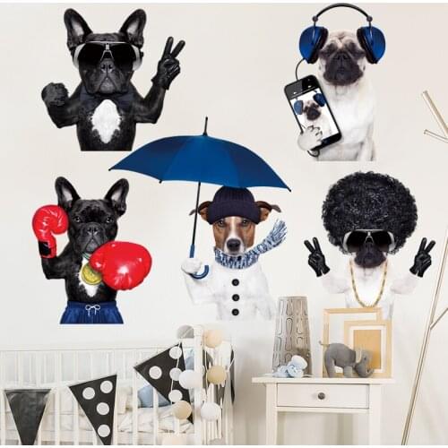 Cute Dog Home Decoration Wall Sticker DIY Creative Animal Living Room Bedroom Wall Decals Picture Art Poster