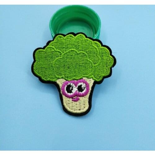 Cute Cartoon Broccoli Sticker (Size:5.0x4.9cm) Embroidery Vegetable Decals Iron on Patch for Clothing Decoration Badge 5pcs/lot