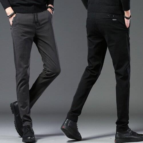 2018 New Arrival Mens Pencil Pants Smart Casual Skinny Mid Full Length Drawstring Pockets Pants Cotton High Quality Size 28-38