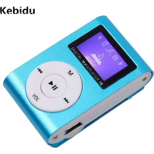 Kebidu MP3 Music Player with LCD Screen Metal Mini Clip Earphones USB Cable with Micro TF/SD Card Slot