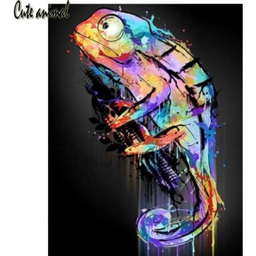 Full Drill Square 5D Diamond Painting Abstract Colorful Animal Chameleon Cross Stitch Kits Diy Diamond Embroidery Paint With
