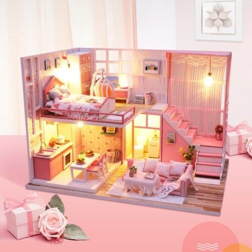 Diy Dollhouse Kit Miniature Building Kits Wooden Little House Girlfriend Birthday Gifts Toys For Children Doll House Furniture