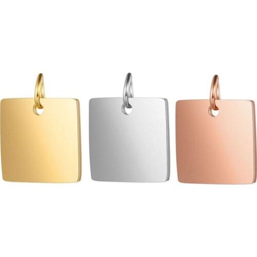 Wholesale 30pc/lot DIY Glossy Square Stainless Steel Charms Pendant Geometric Jewelry Components Girls Women Making Jewelry