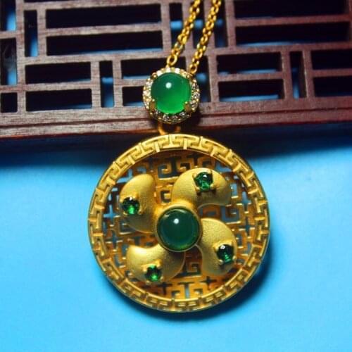 Wholesale Fashion Jewelry Chalcedony Euro-American inlaid Transfer Bead necklace for women feature Jewelry namour charm Gift